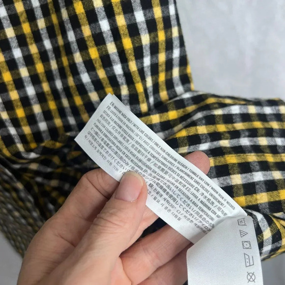 Hollister Black White Yellow Cotton Checkered Gingham Suspender Dress Sz MD - Picture 8 of 10